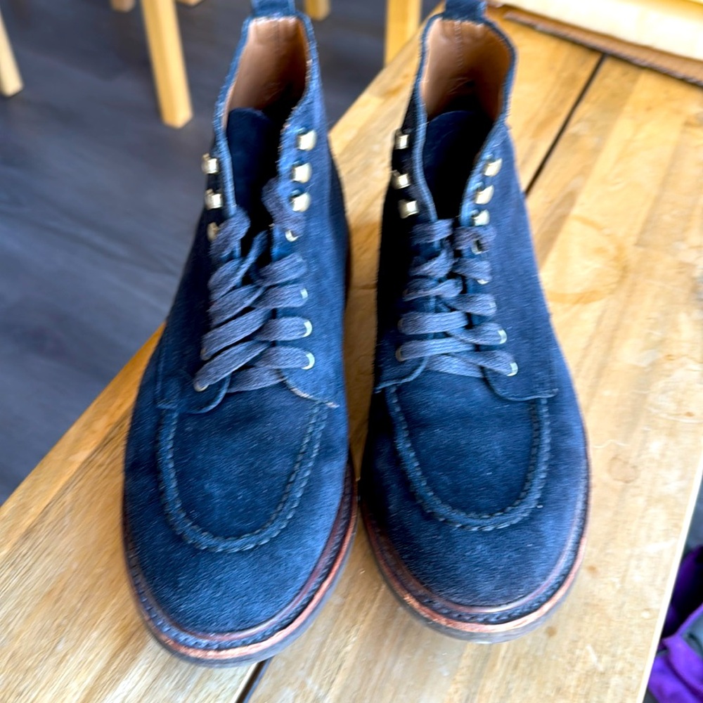 J.Crew  Kenton Navy Blue Suede Pacer Boots-sz 7.5M. Mint!!